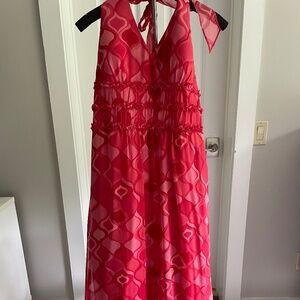 Sangria Pink/Red Halter Dress Size 14 NWT